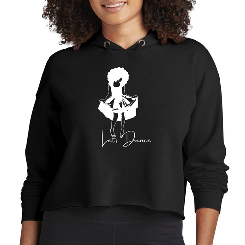 Womens Cropped Hoodie Say it Soul - Lets Dance White Line Art Print