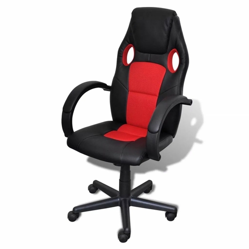 Artificial Leather Office Chair Height Adjustable Swivel Red
