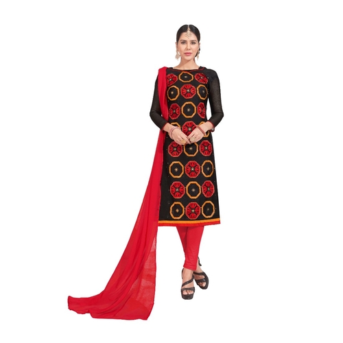 Chanderi Fabric Black Color Dress Material