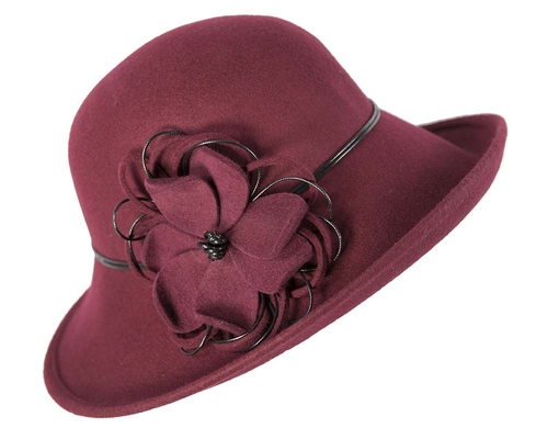 Burgundy felt ladies fashion hat