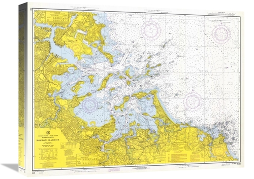 Global Gallery GCS-450533-22-142 22 in. Nautical Chart - Boston Harbor