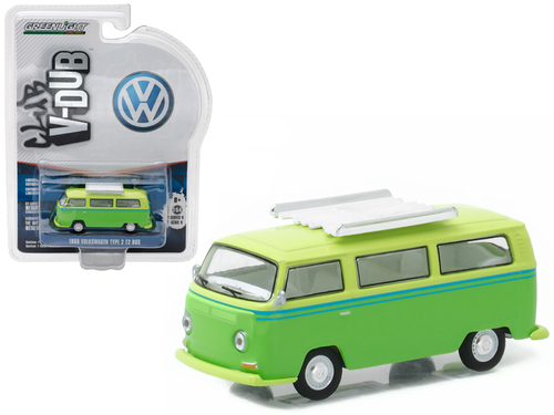 1968 Volkswagen Type 2 T2 Bus Green with Roof Rack 1/64 Diecast Model