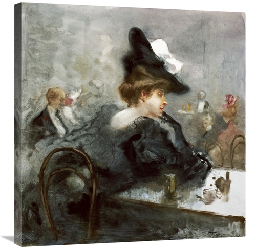 Global Gallery GCS-266834-30-142 30 in. Elegant Lady in Black in a Caf