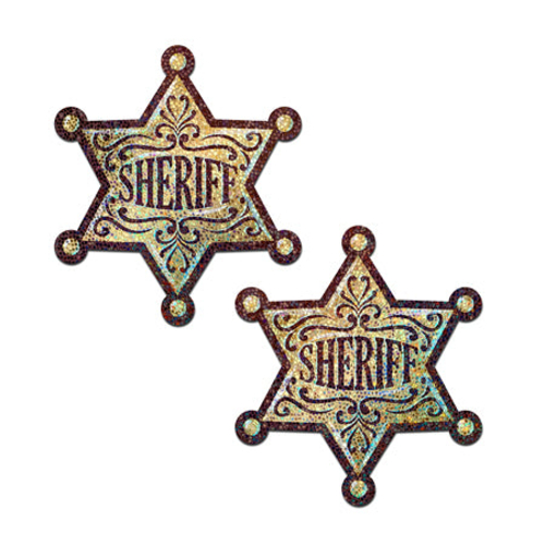 Pastease Sheriff Star: Glittering Golden Sheriff's Badge Nipple