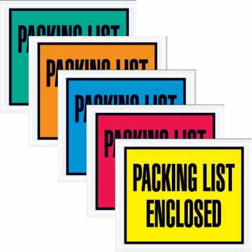 Tape Logic PL426 5 .5 x 10 in. 2 Mil Poly Orange Packing List Enclosed