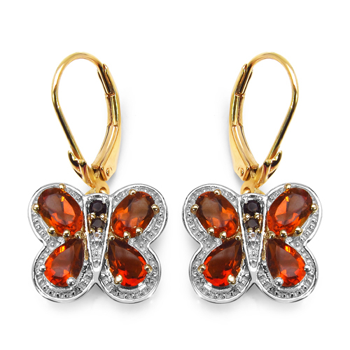 14K Yellow Gold Plated 3.48 Carat Genuine Citrine, Smoky Topaz & White