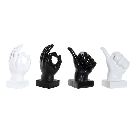 Decorative Figure DKD Home Decor White Black Multicolour Hand 14 x 9 x