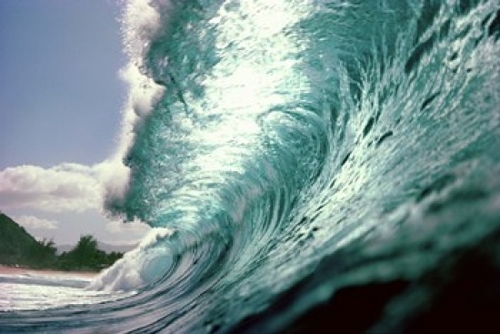 Panoramic Images PPI130954 Waves splashing in the sea Poster Print by 