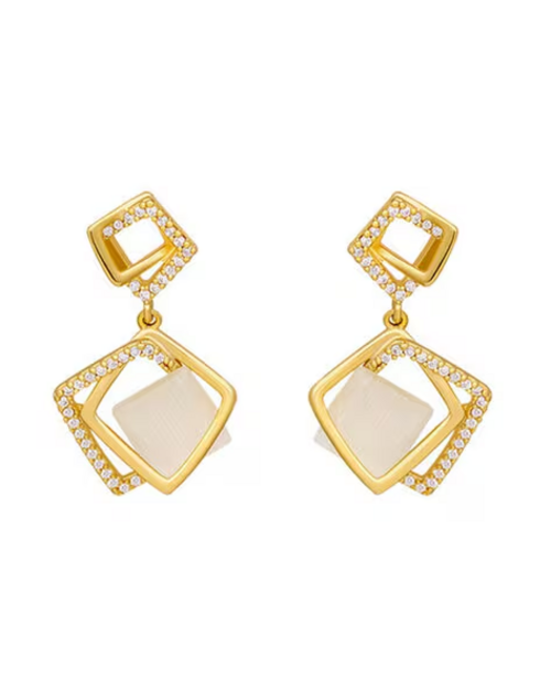 Stone-Studded Drop Earrings