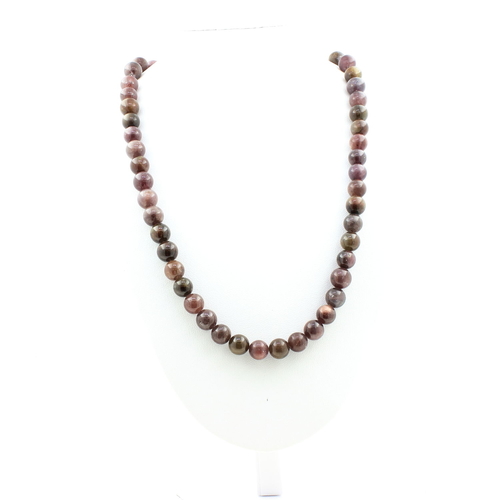 Ruby from Mogok Quality 2A. 8mm bead necklace stainless steel chain