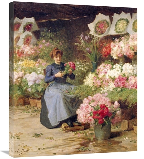 Global Gallery GCS-266389-30-142 30 in. Flower Seller Behind the Madel