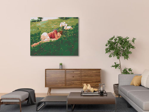 Paint by Numbers - WOMAN SLEEPING IN THE GRASS AND GOATS