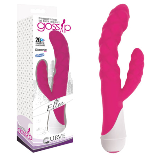 Curve Toys Gossip Ellen Waterproof Textured Silicone Flexible Dual