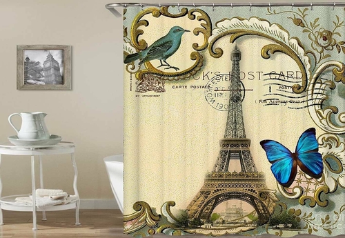 Eiffel Tower Postcard Shower Curtain