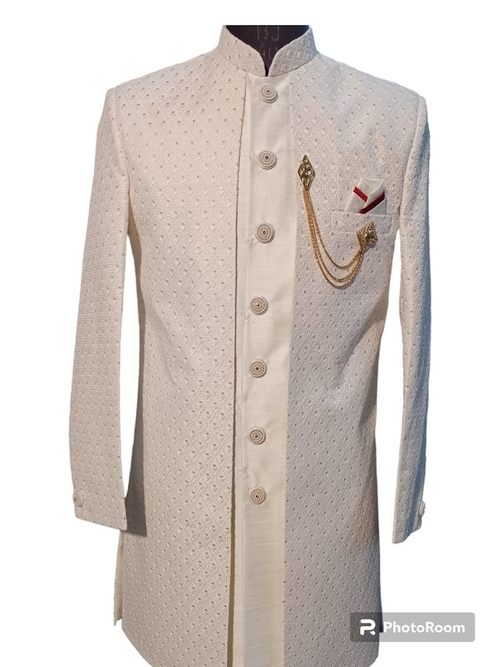 White Sherwani For Men Party And Wedding, Size - 36