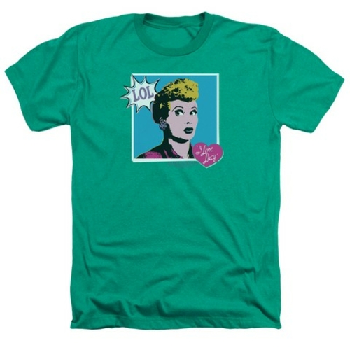 Lucy-I Love Worhol Lol Adult Heather Tee, Kelly Green - Large