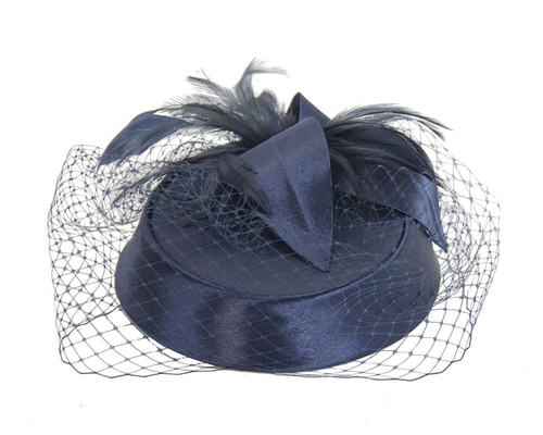 Navy custom made cocktail pillbox hat