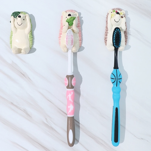 Resin Hedgehog Toothbrush Holder Self Adhesive