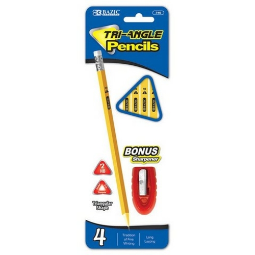 Bazic 740 4 #2 Triangle Yellow Pencil w/ Sharpener Pack of 24