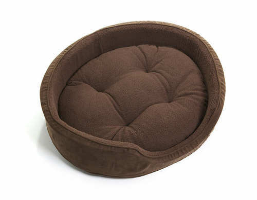 Furhaven 13408421 Snuggle Terry & Suede Oval Bed - Espresso  Large
