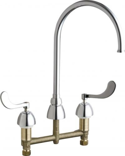 Chicago Faucets 786-GN8FCXKABCP Deck-Mounted Manual Sink Faucet with 8