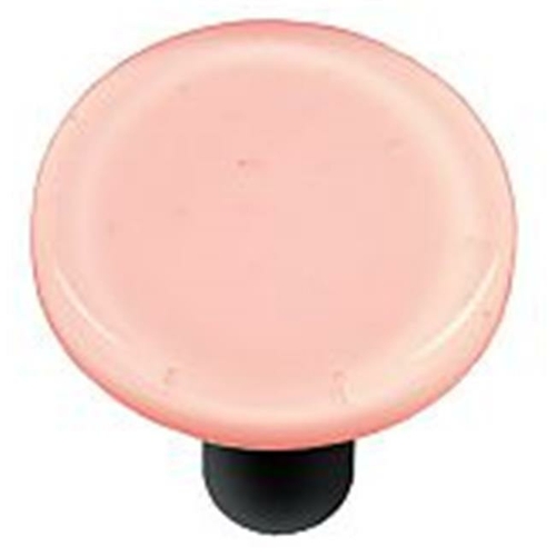 Hot Knobs HK1000-KRB Petal Pink Round Glass Cabinet Knob - Black Post