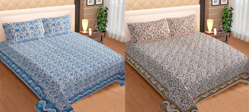 Creation Cotton Paisley Printed King Size Bedsheet with 2 Pillow Cover