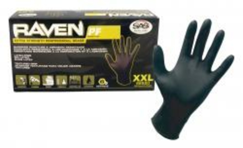 SAS Safety SA66517 Nitrile Powder Free Raven 6 Mil Gloves, Medium 