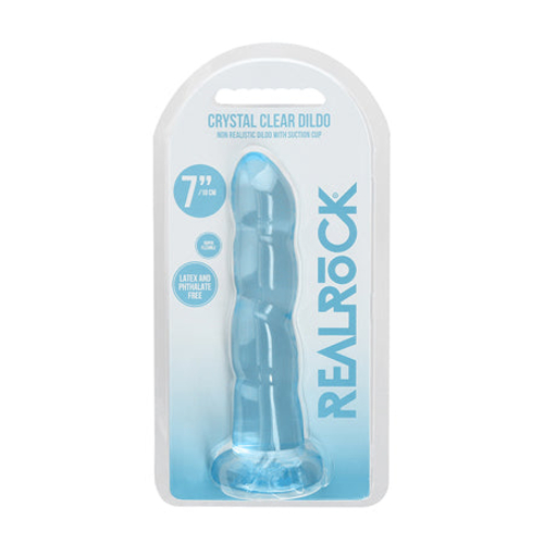 RealRock Crystal Clear Non-Realistic 7 in. Twisted Dildo With Suction