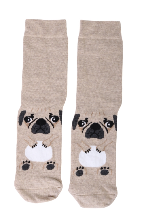 PUPPY beige cotton socks for dog lovers