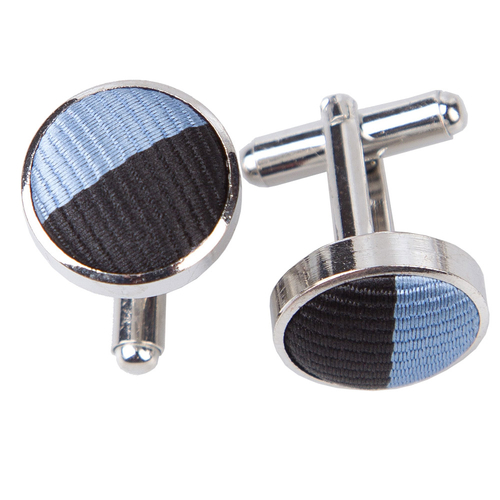 Striped Cufflinks - Baby Blue & Black