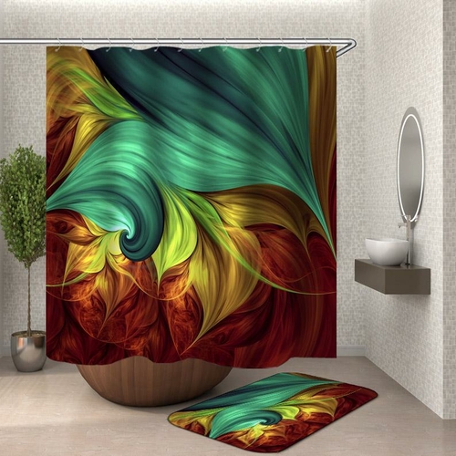 Multi Colored Digital Flames Shower Curtain