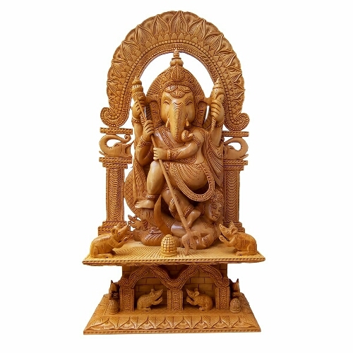 Lord Ganesh Two tier hand craving Desing Statue