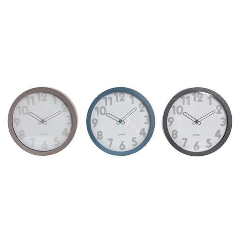 Wall Clock DKD Home Decor Beige Grey Turquoise PVC Crystal 3 Pieces 30