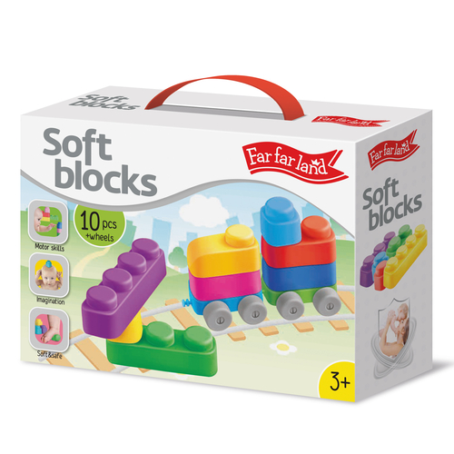 Soft Blocks Plus Wheels (10 pcs + 8 wheels)