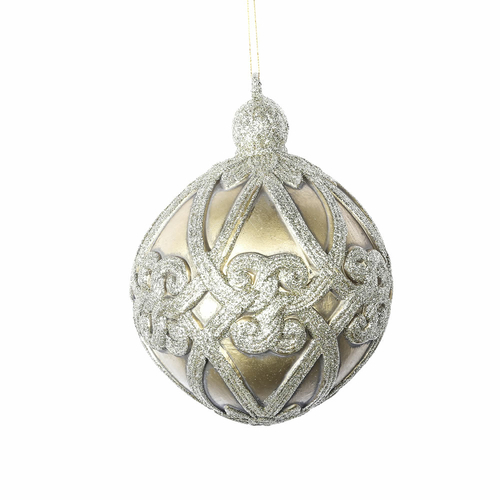 Vickerman MC194008 8 in. Gold Antique Swirl Ball Ornament