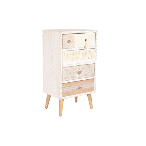 Chest of drawers DKD Home Decor Fir Natural Cotton White (48 x 35 x 89