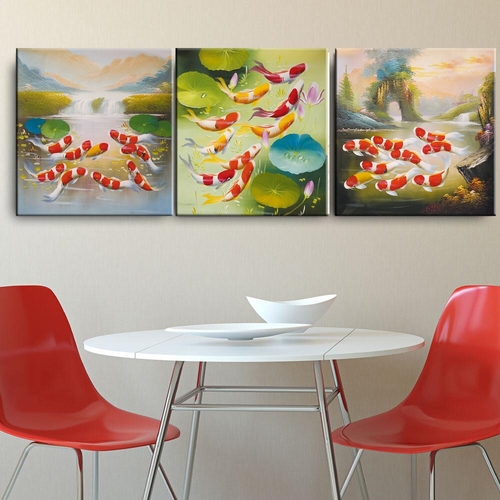 Canvas Home Decor Print Poster Frame 3 Pieces Koi