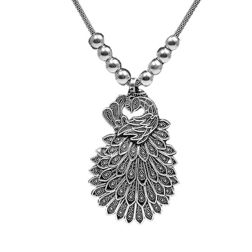 CE Women's Handmade Oxidised Peacock Shape Morpankh Design Pandant