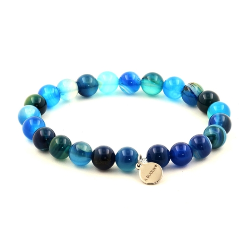 Blue banded Agate Bracelet 8 mm Beads.