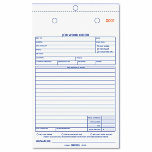 Rediform 4L456 Job Work Order Book  5 .5 x 8 .5  Two Part  50-Book