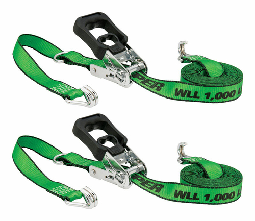 Keeper 8938565 16 ft. Green Tie Down with Ratchet, Pack of 2 - 100