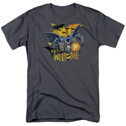 Trevco Batman-Bats Welcome - Short Sleeve Adult 18-1 Tee - Charcoal&#4