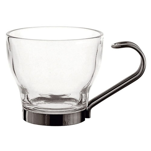 Piece Coffee Cup Set Quid Supreme Transparent Glass Steel 110 ml 3