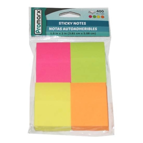 Promarx Yellow 100 Sheet Sticky Notes - 1.5" x 2" 4 Pack