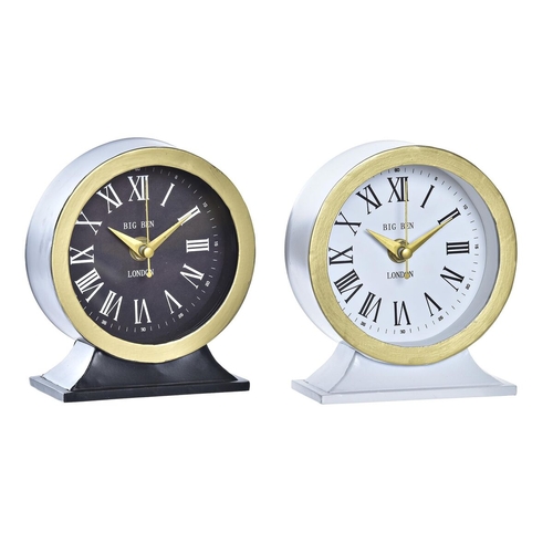 Table clock DKD Home Decor White Black Crystal Iron 12 x 6 x 13 cm (2