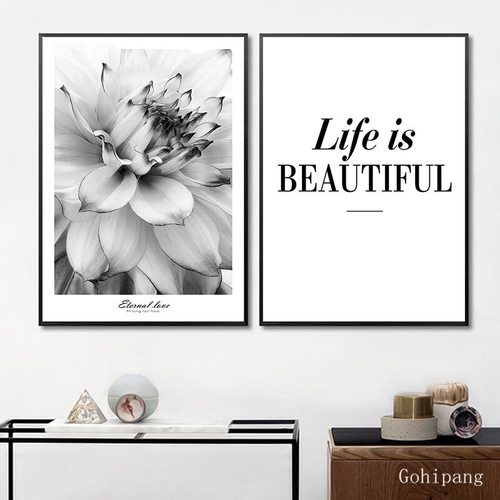 Canvas Print Minimalist Black White Flower