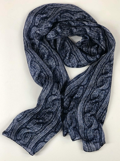 Navy Blue Silk Scarf