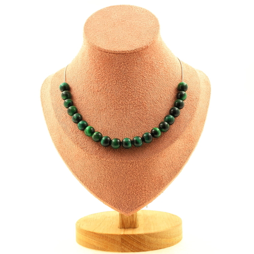 Green Tiger Eye 8 mm 20 beads necklace.