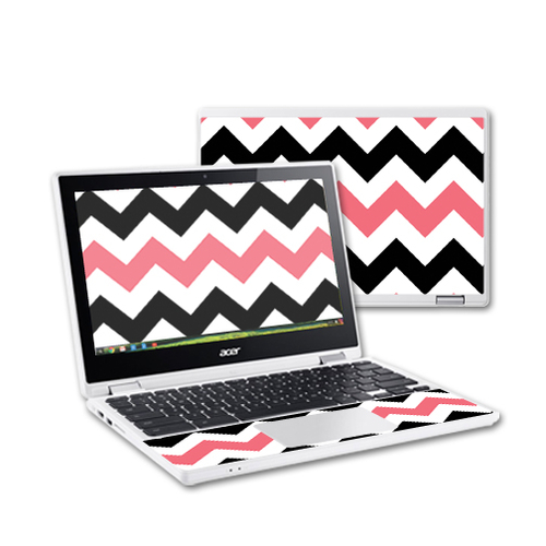 MightySkins ACCR11-Black Pink Chevron Skin Decal Wrap for Acer Chromeb